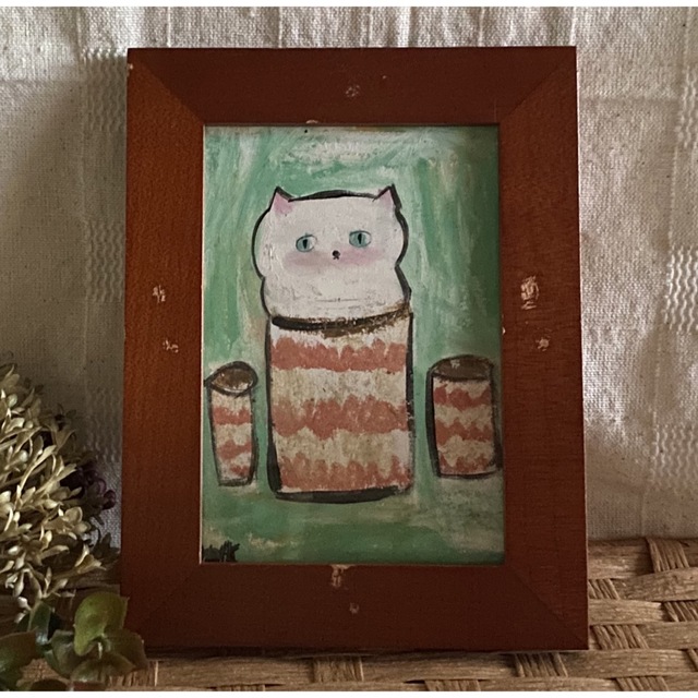 絵画。原画【Delicious coffee cat】02 エンタメ/ホビーの美術品/アンティーク(絵画/タペストリー)の商品写真