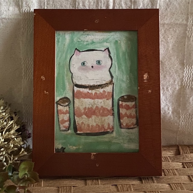 絵画。原画【Delicious coffee cat】02 エンタメ/ホビーの美術品/アンティーク(絵画/タペストリー)の商品写真