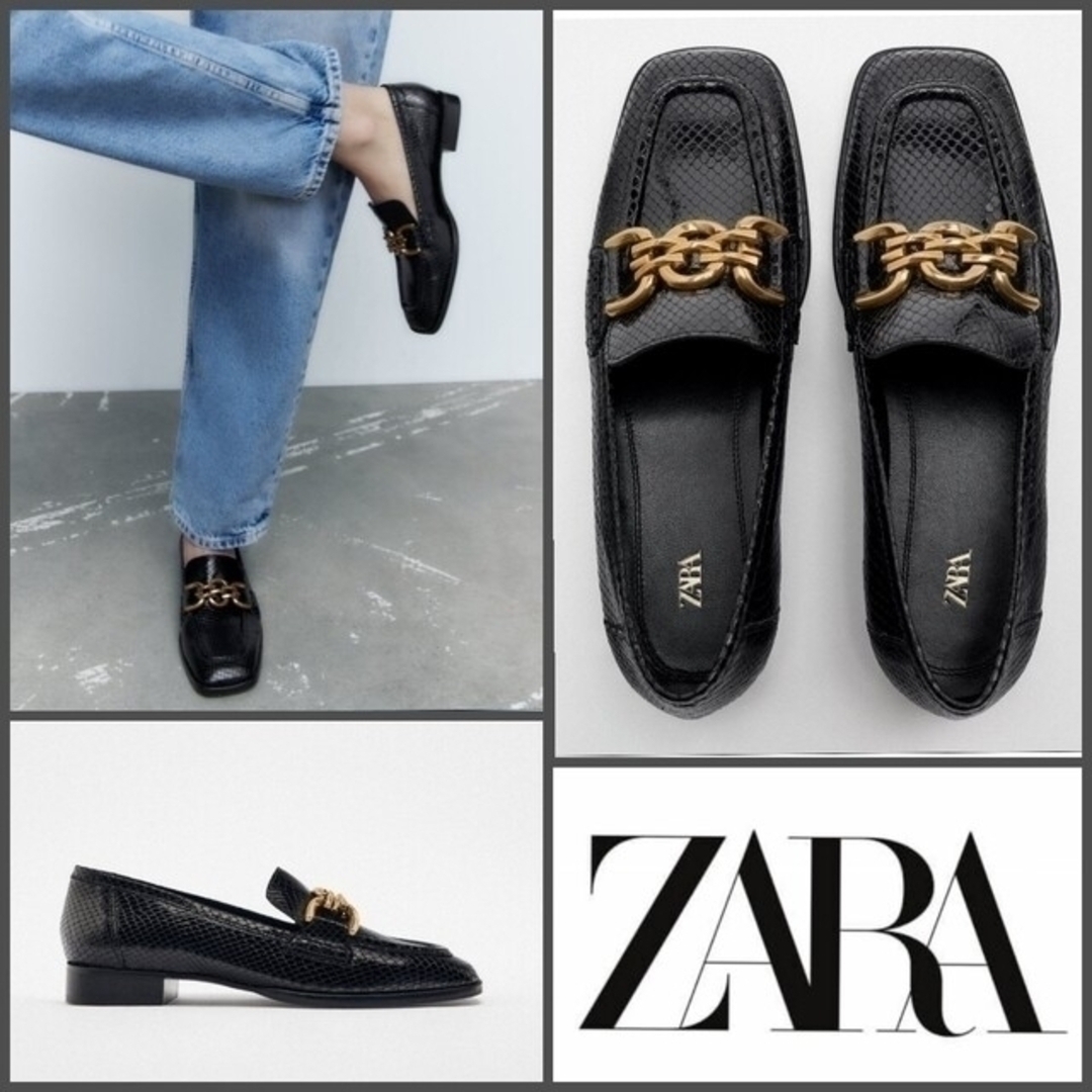 ZARA - ZARA アニマル柄レザーローファーの通販 by エム♡'s ZARA - ZARA アニマル柄レザーローファーの通販 by エム♡'s