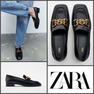 ザラ(ZARA)のZARA アニマル柄レザーローファー(ローファー/革靴)