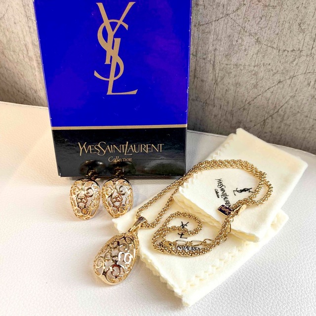 YSL イヴ サンローラン ゴールド ネックレス イヤリング セット 悪魔の