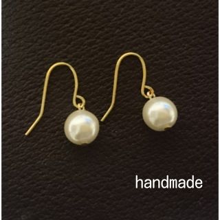 シンプル◆定番◆8mmガラスパール☆ピアス☆ハンドメイド(ピアス)