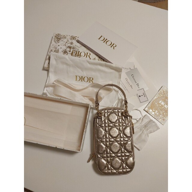 正規品! Dior - 美品 LADY DIOR フォンホルダー ゴールド ショルダー
