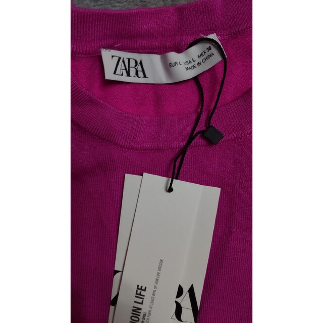 ZARA(ザラ)のZARA　ピンク　ベーシック　ニット　セーター　ラウンドネック　フクシア レディースのトップス(ニット/セーター)の商品写真