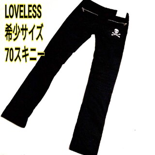 ラブレス(LOVELESS)の希少　70サイズ　LOVELESSスキニーパンツ　ラブレス　ブラック　刺繍　ロゴ(ワークパンツ/カーゴパンツ)