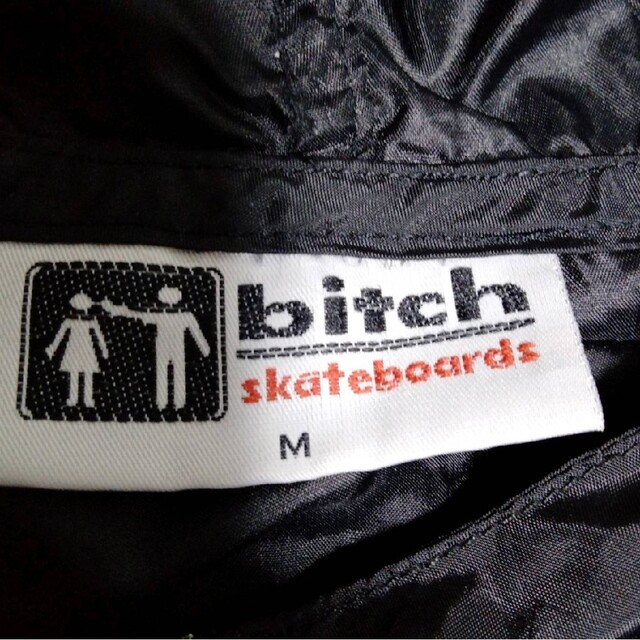 【90’s】bitch ワンポイント刺繍ロゴナイロンジャケット ブラック L