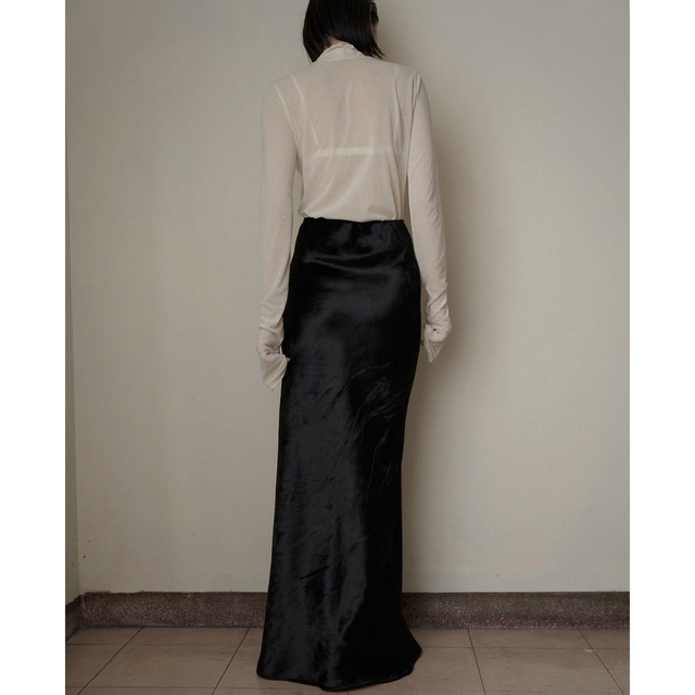 ENOF velvet long skirt black Mレディース