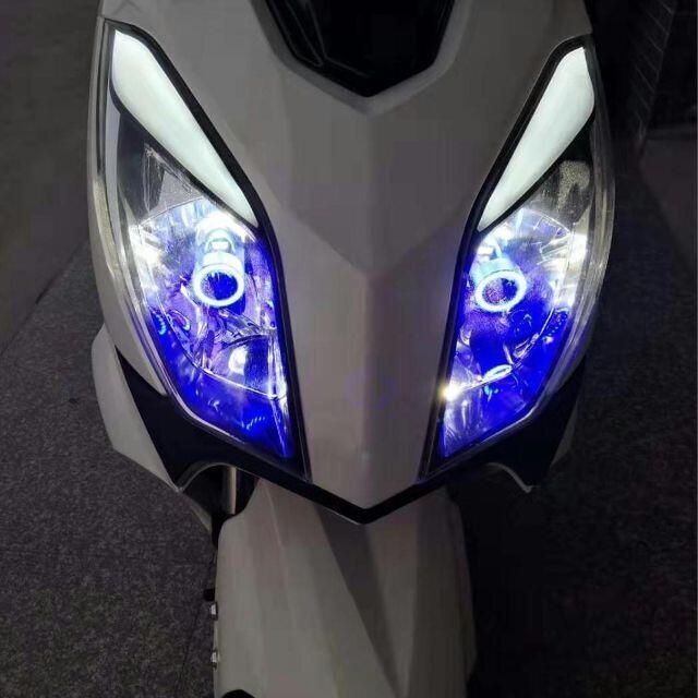 バイク用 LEDヘッドライト イカリング搭載 冷却ファン搭載 COB ブルー
