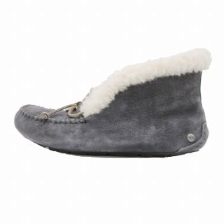 アグ(UGG)の極美品 アグ UGG アレーナ スリッポン スエード レザー ボア ロゴ(ローファー/革靴)