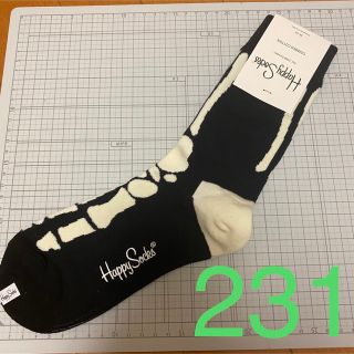 ハッピーソックス(Happy Socks)の新品未使用品 ハッピーソックス 靴下 骨 黒白(ソックス)