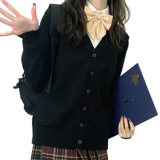 【色: ブラック】カーディガン スクール Vカーディガン学生服 スクールセーター