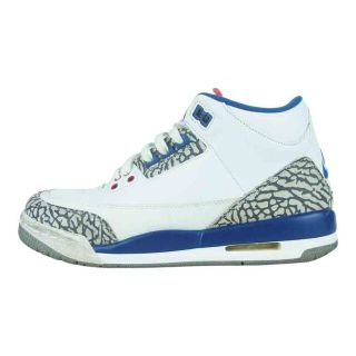 ナイキ(NIKE)のNIKE ナイキ 854261-106 Nike GS Air Jordan 3 Retro スニーカー 中国製 ホワイト系 グレー系 ブルー系 24cm【中古】(スニーカー)