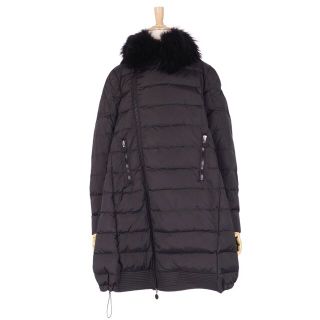 モンクレール(MONCLER)の美品 モンクレール MONCLER コート CHAMPS シャンプ ロングコート 襟ラクーンファー ナイロン アウター レディース 1(S相当) ブラック(その他)