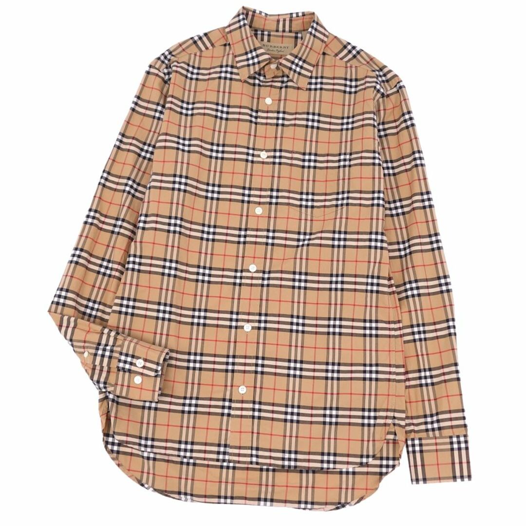 美品 バーバリー BURBERRY シャツ ロングスリーブ チェック コットン トップス メンズ XS ベージュ