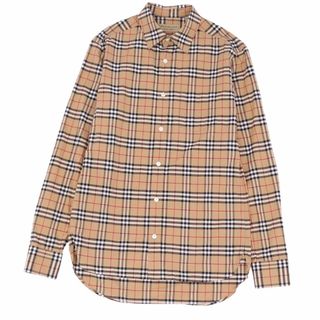 バーバリー(BURBERRY)の美品 バーバリー BURBERRY シャツ ロングスリーブ チェック コットン トップス メンズ XS ベージュ(シャツ)