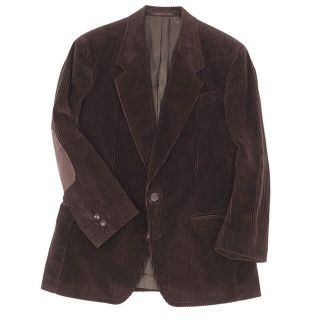 セリーヌ(celine)の美品 Vintage セリーヌ CELINE ジャケット テーラード コーデュロイ コットン エルボーパッチ 無地 アウター メンズ フランス製 M相当 ブラウン(テーラードジャケット)