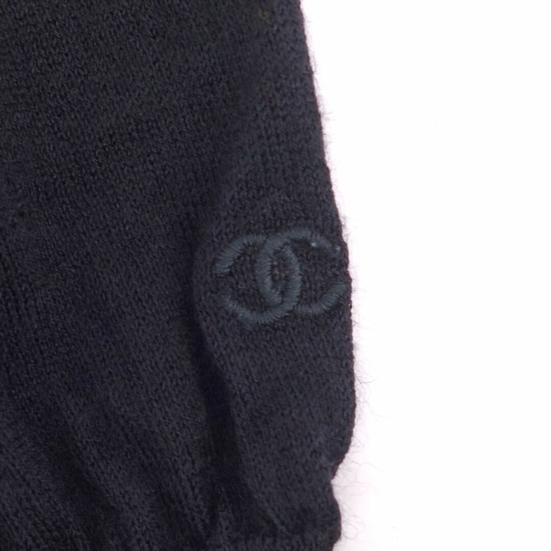 美品 Vintage シャネル CHANEL ニット セーター ハイネック ウール ココマーク 無地 トップス レディース M相当 ブラック