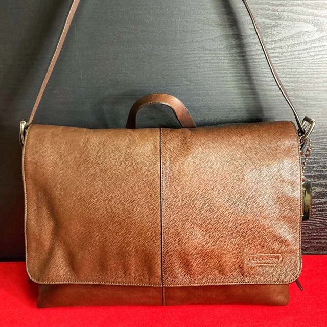 美品】COACH コーチ レザー スクエアー ショルダーバッグ ブラウン