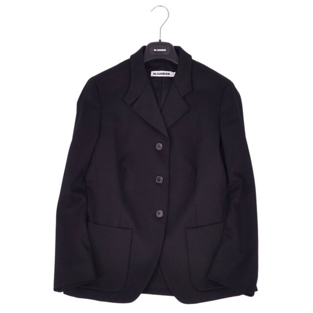 美品 ジルサンダー JIL SANDER ジャケット テーラード ウール 無地 アウター レディース イタリア製 34(S相当) ブラック