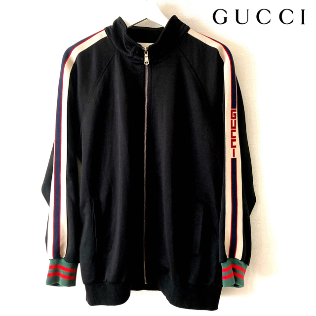 100％の保証 Gucci - トラックジャケット　グッチ　黒　ジャージ　ジャケット　長袖　ロゴ GUCCI ブルゾン