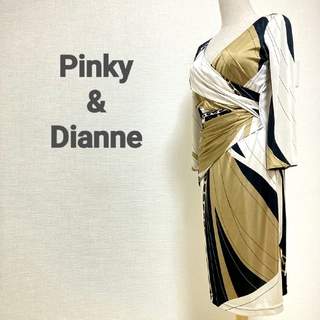 ピンキーアンドダイアン(Pinky&Dianne)のPinky&Dianne  カシュクールワンピース　ゴールド エレガント  M(ひざ丈ワンピース)