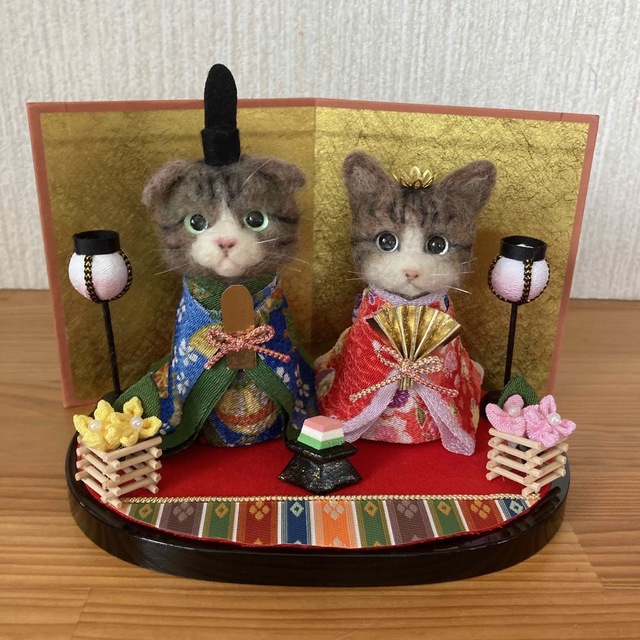 専用！！ 羊毛フェルト ハンドメイド スコちゃんとキジトラ猫ちゃんの