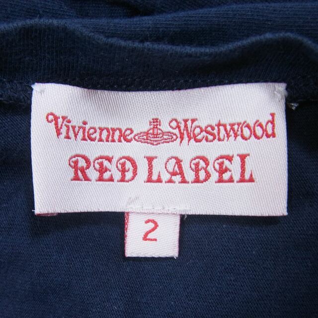 Vivienne Westwood(ヴィヴィアンウエストウッド)のVivienne Westwood ヴィヴィアンウエストウッド カットソー RED LABEL レッドレーベル LOVE ハート プリント 変形 カットソー ワンピース 半袖 ネイビー系 2【中古】 レディースのトップス(シャツ/ブラウス(半袖/袖なし))の商品写真