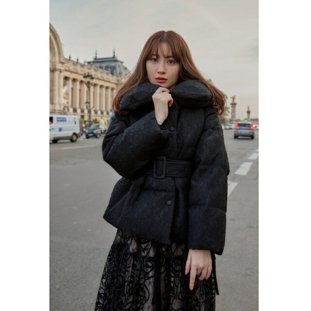 1312裾まわりherlipto Lace Shell Belted Down Jacket　S