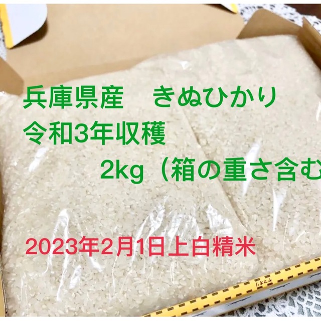 白米　兵庫県産　きぬひかり2kg 食品/飲料/酒の食品(米/穀物)の商品写真