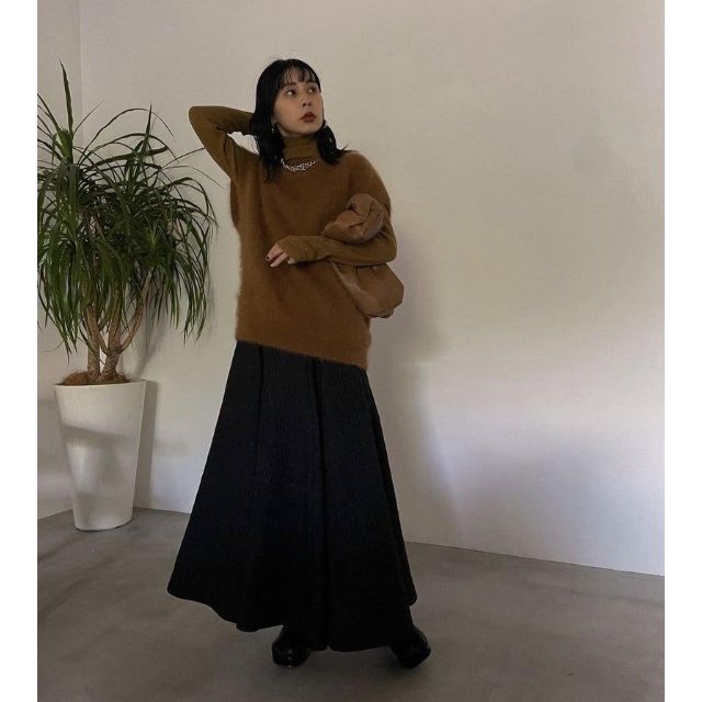 Ameri VINTAGE(アメリヴィンテージ)の新品 AMERI JACQUARD TUCK VOLUME SKIRT 正規品 レディースのスカート(ロングスカート)の商品写真