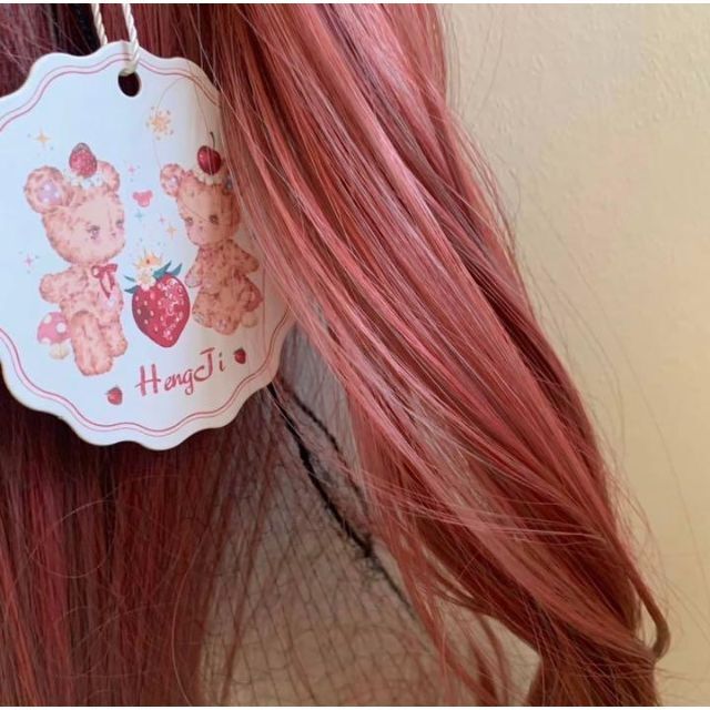 9 赤髪 ピンク ウィッグ コスプレ 夢かわ ゴスロリ ストレート フルウィッグ レディースのウィッグ/エクステ(ロングストレート)の商品写真