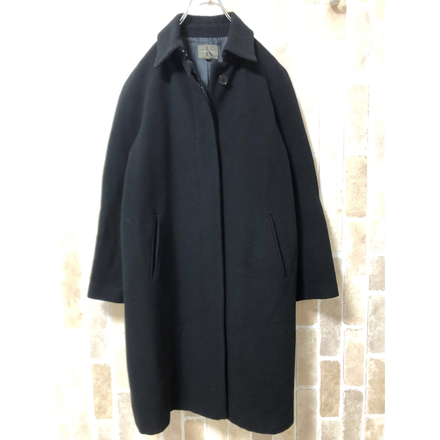 【Calvin Klein】カシミヤ混　ステンカラー　コート　ロングコート　L