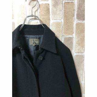 カルバンクライン ロングコート 黒 カシミヤ ラグラン-