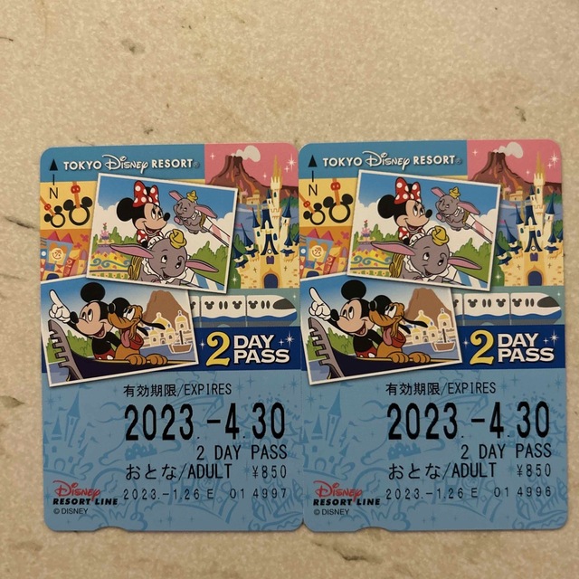 Disney(ディズニー)のディズニー リゾートライン 2DAYS PASS チケットの施設利用券(遊園地/テーマパーク)の商品写真