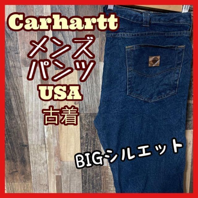 カーハート メンズ ロゴ デニム ブルー XL 36 パンツ USA 90s