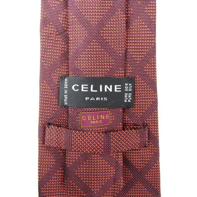 celine(セリーヌ)のセリーヌ ネクタイ チェック柄 高級 シルク スペイン製 メンズ ブラウン CELINE メンズのファッション小物(ネクタイ)の商品写真