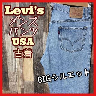 levis メンズ デニム パンツ 505 ストレート ロゴ ブルー USA