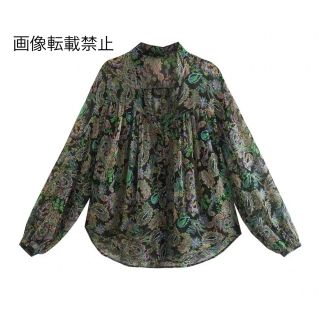 🤍2月新作🍫10337◆vintage レトロ ペイズリー 花柄 ブラウス (シャツ/ブラウス(長袖/七分))