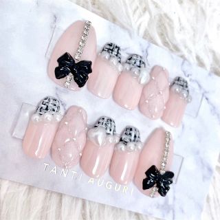 ネイルチップ ハンドメイド ツイードネイル キルティングネイル