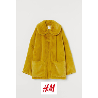エイチアンドエム(H&M)のH&M hm エイチアンドエム　アウター　コート　ファーコート　黄色　イエロー(毛皮/ファーコート)