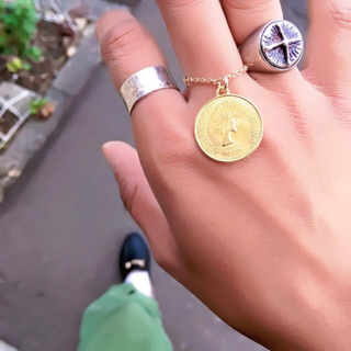 リング ゴールド メタル 華奢 チェーン チェーンリング コイン チャーム 指輪(リング)
