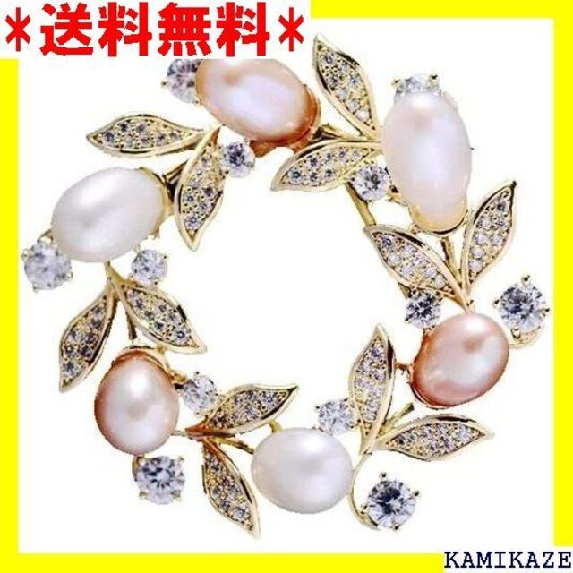 通販特価 ☆ パール花ブローチスワロフスキーキュービックジルコニア真