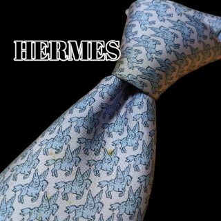 エルメス(Hermes)の★HERMES★　エルメス　ライトパープル系　アニマル柄　フランス製(ネクタイ)