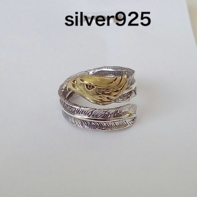 新品　イーグル　フェザー　silver 925 シルバーリング925　指輪 レディースのアクセサリー(リング(指輪))の商品写真