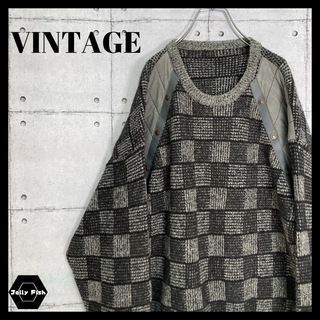 vintage　お洒落　レトロ　古着　男子　デザイン　ニット　セーター　日本製 ニット/セーター 人気商品の
