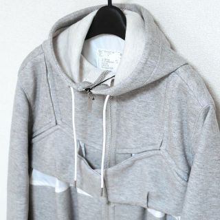 【美品】sacai/スポンジスウェットフードパーカー　グレー　2