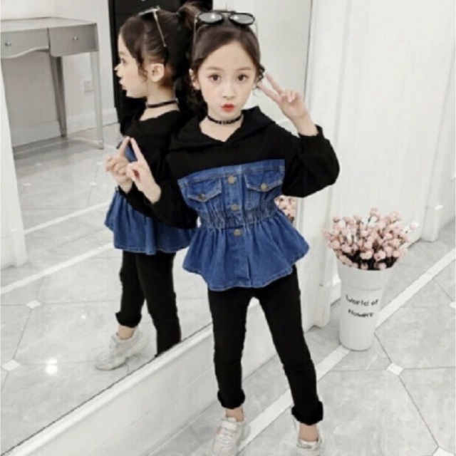 韓国子供服 フード付きトップス 160 キッズ/ベビー/マタニティのキッズ服女の子用(90cm~)(Tシャツ/カットソー)の商品写真