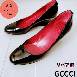 グッチ(Gucci)のGUCCI【グッチ】GGマーク インターロッキング  パンプス 黒22.5㎝(ハイヒール/パンプス)