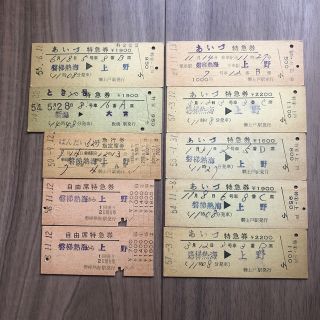 古切符　国鉄硬券　特急あいづ等10種(鉄道)