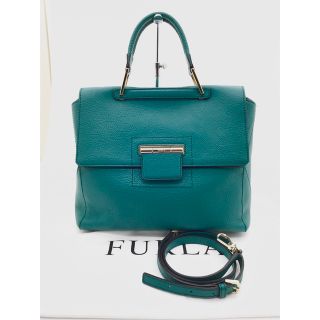 フルラ(Furla)の美品　フルラ　アルテーシア　ハンドバッグ　2WAY ショルダー　緑(ハンドバッグ)